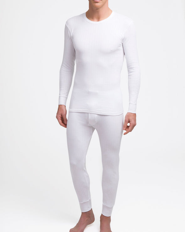 Thermisch T-shirt lange mouwen - Lekker warm op koude dagen - 100% Katoen - Wit