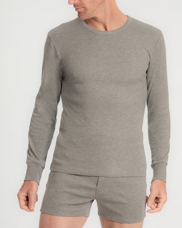 Thermisch T-shirt lange mouwen - Ideaal als extra laag bij koude werkdagen - 40%Katoen/60%Polyester  - Wit/Grijs